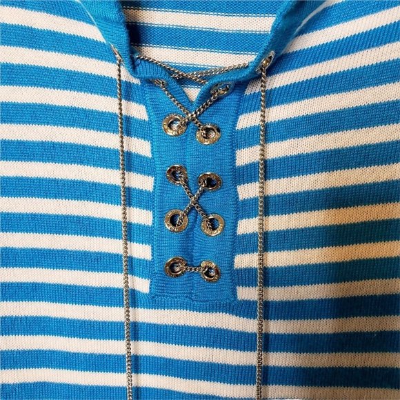 Michael Kors Womens Striped Long Sleeve Sweater Chain & Eyelet Detail Size M - Picture 3 of 12